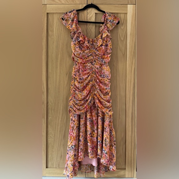 Astr the label Floral Ruched Maxi Dress - Pink and Orange - Picture 3 of 5